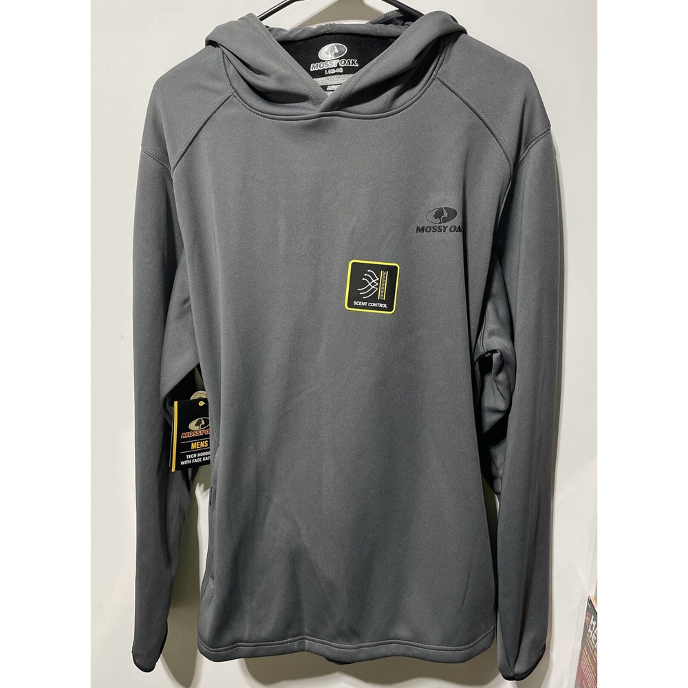 Mossy Oak Men's Long Sleeve Grey Hoodie Large